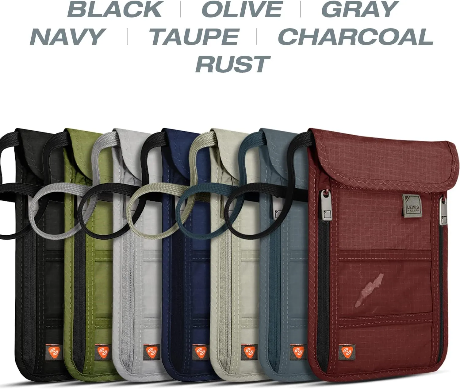 Lewis N. Clark RFID Blocking Stash Neck Wallet, Travel Pouch   Passport Holder for Women & Men, Navy, One Size