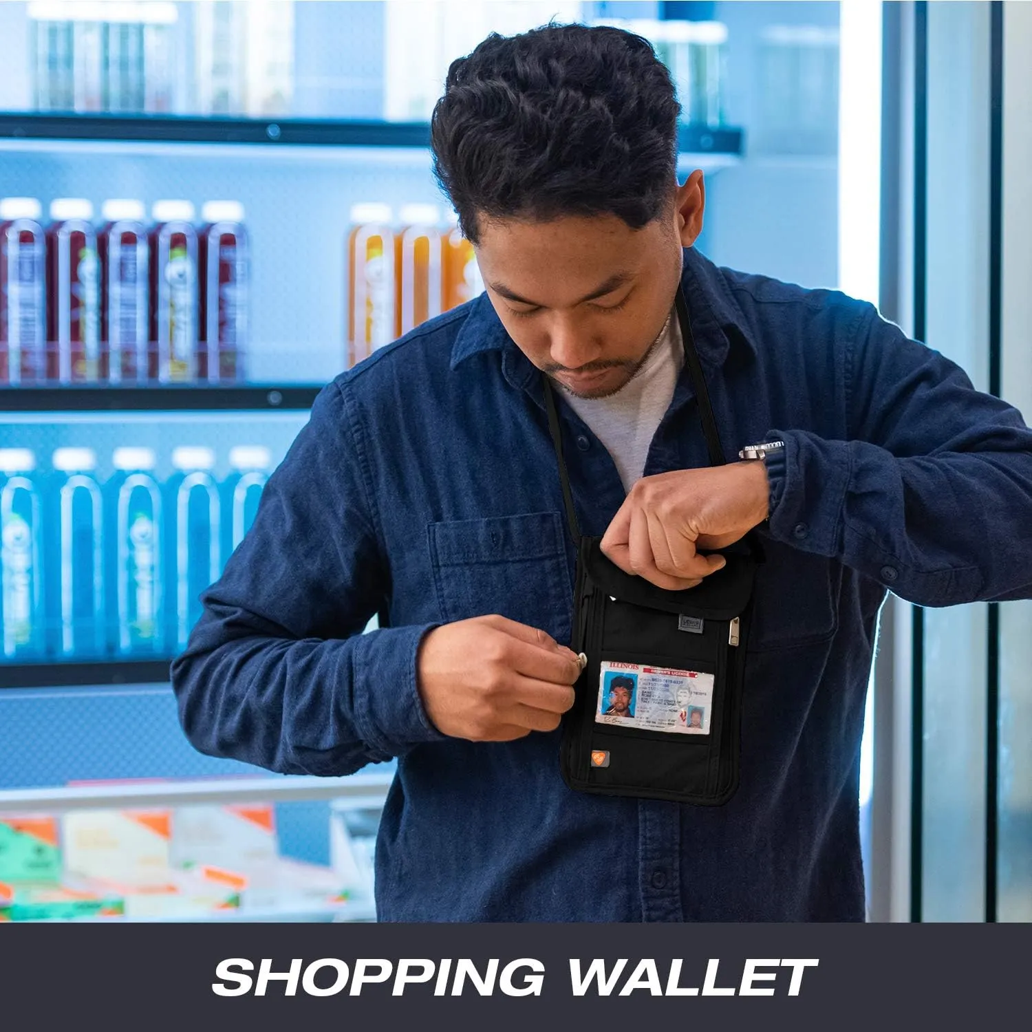 Lewis N. Clark Stash Neck Travel Wallet, RFID Blocking Passport Holder, Protect Personal Information, Charcoal