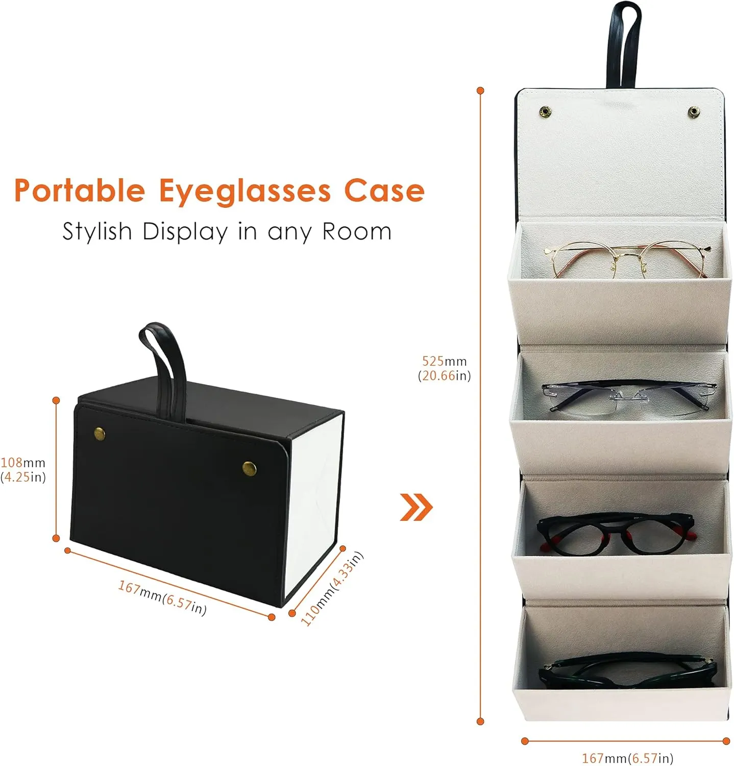 LifeArt Eyeglass Case Hard Shell, Portable Sunglass Case, Fashionable PU Leather Eyeglass Case, Lightweight