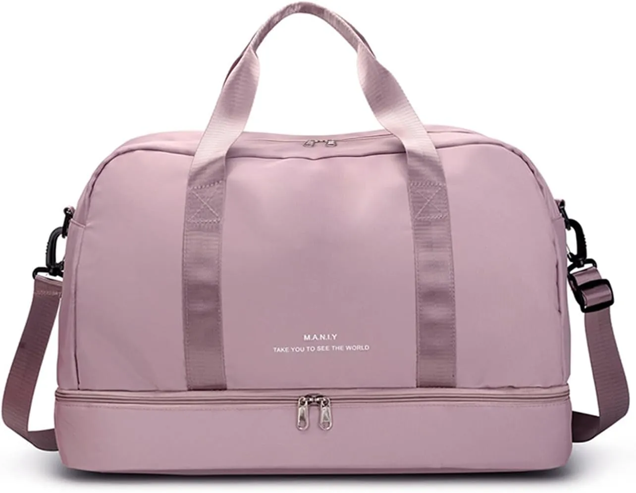 Light Gym Bag for Women, Travel Duffel Bag with Shoe Compartment, Weekender Overnight Bag with Wet Pocket for Women, Travel, Gym, Yoga （Pink）