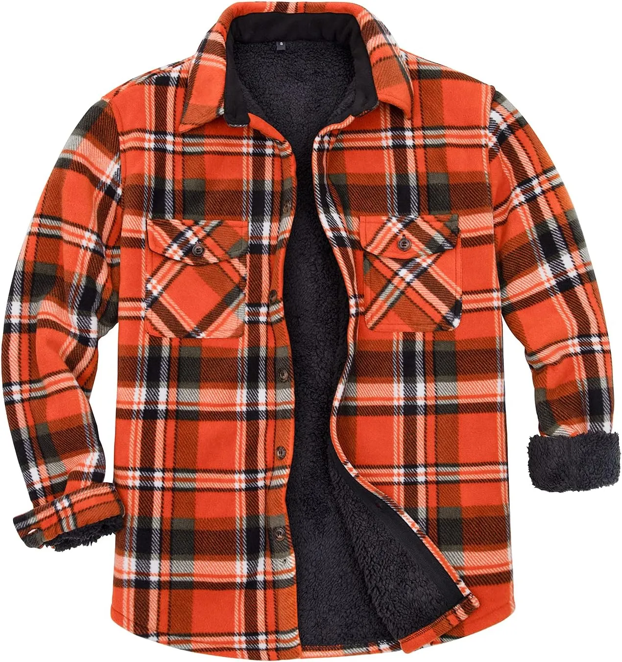 Lisskolo Men's Warm Sherpa Flannel Shirt Jacket Heavy Fleece Lined Plaid Button Up Jackets