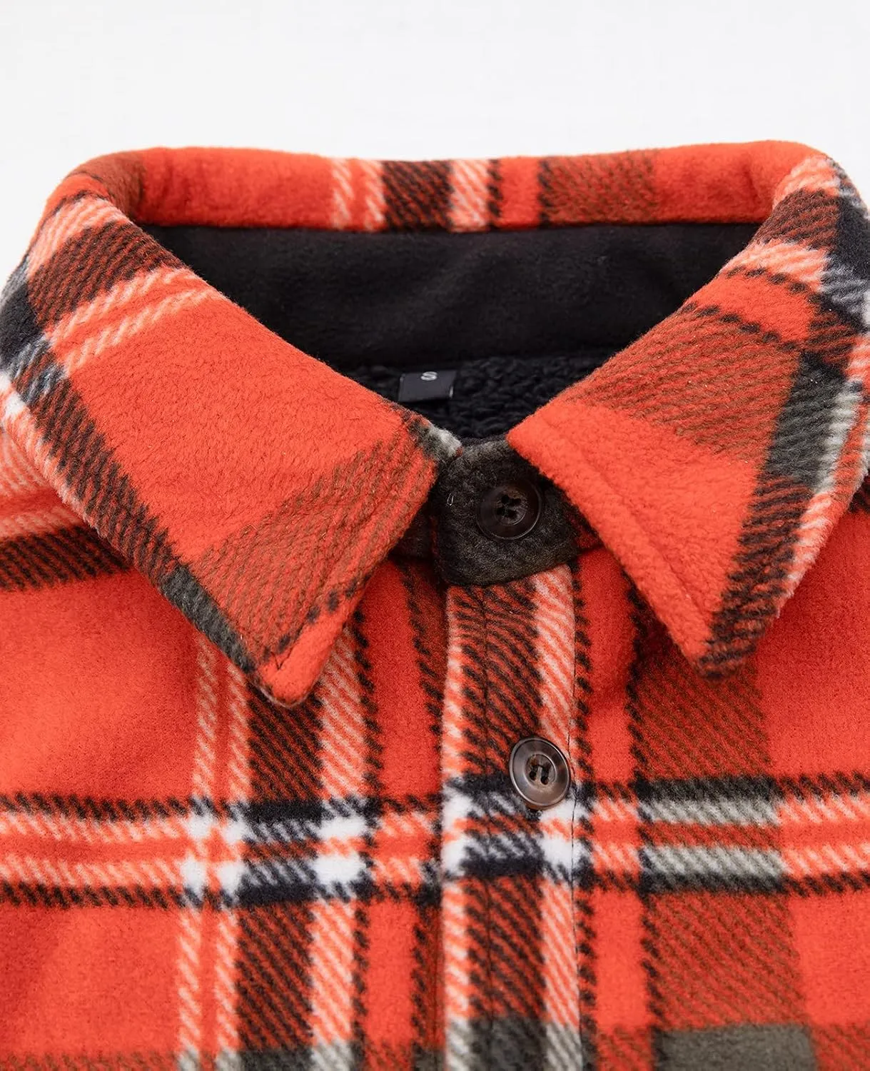 Lisskolo Men's Warm Sherpa Flannel Shirt Jacket Heavy Fleece Lined Plaid Button Up Jackets