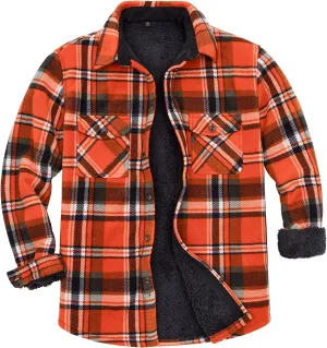 Lisskolo Men's Warm Sherpa Flannel Shirt Jacket Heavy Fleece Lined Plaid Button Up Jackets