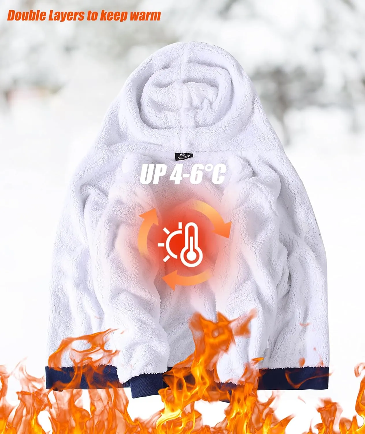 Little Beauty Fleece Hoodies for Men Winter Thick Jackets Sherpa Lined Zip Up Sweatshirt With Kanga Pocket