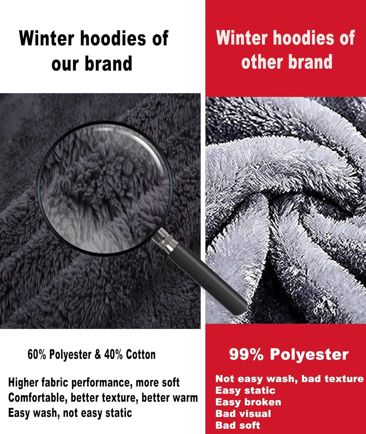 Little Beauty Fleece Hoodies for Men Winter Thick Jackets Sherpa Lined Zip Up Sweatshirt With Kanga Pocket
