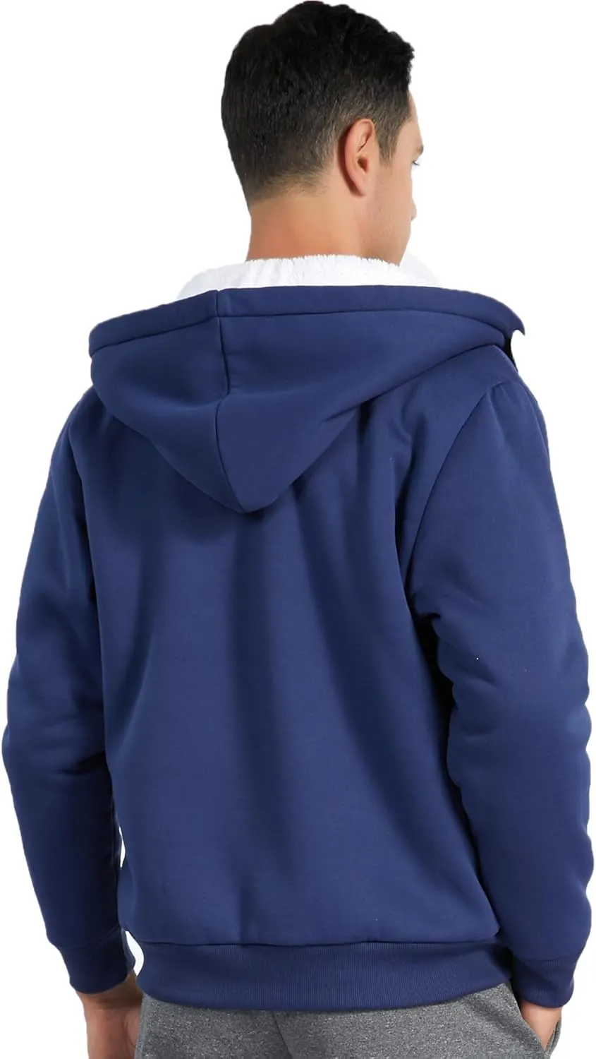 Little Beauty Fleece Hoodies for Men Winter Thick Jackets Sherpa Lined Zip Up Sweatshirt With Kanga Pocket