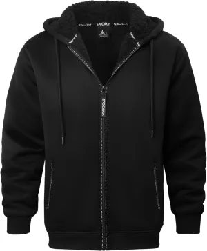 Little Beauty Men Hoodies Full Zip Up Jacket Fleece Sherpa Lined Heavyweight Sweashirts Winter