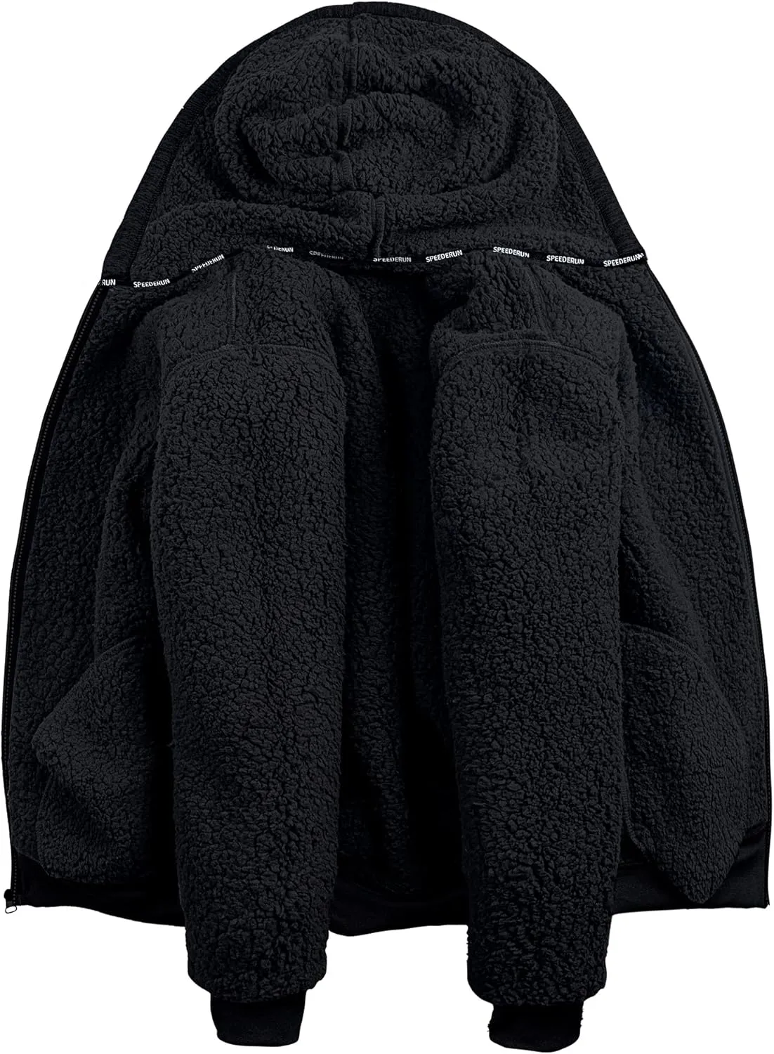 Little Beauty Men Hoodies Full Zip Up Jacket Fleece Sherpa Lined Heavyweight Sweashirts Winter