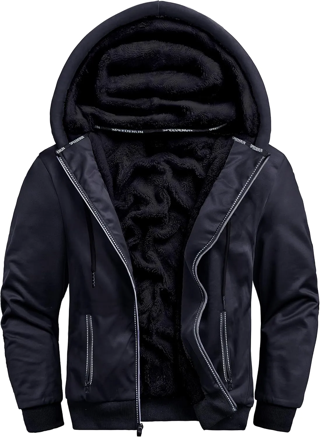 Little Beauty Men Hoodies Full Zip Up Jacket Fleece Sherpa Lined Heavyweight Sweashirts Winter