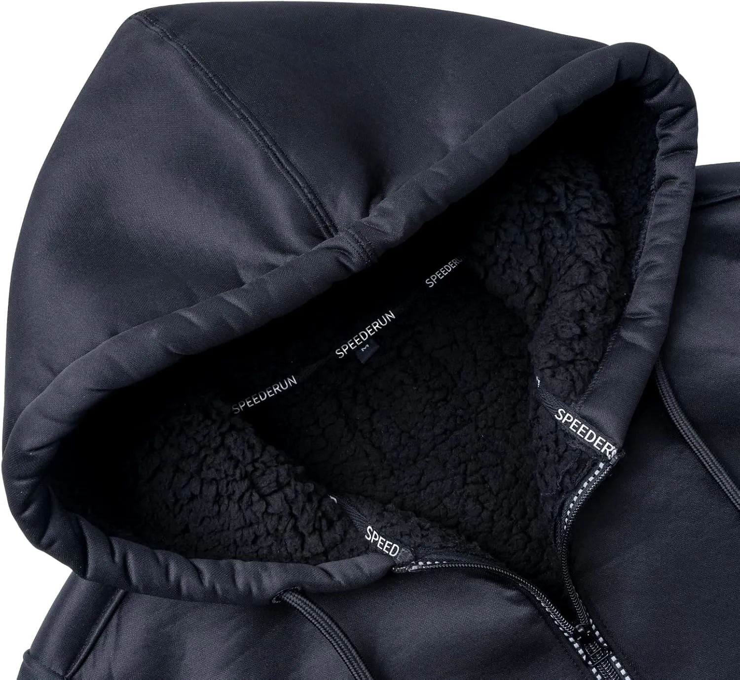 Little Beauty Men Hoodies Full Zip Up Jacket Fleece Sherpa Lined Heavyweight Sweashirts Winter