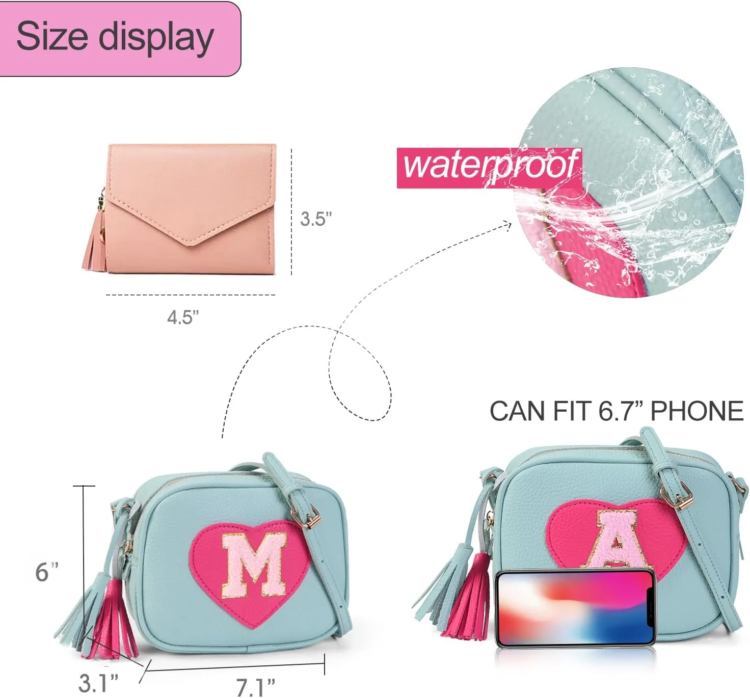 Little Girls Purse, Kids Heart Purse, Cute Crossbody Bag with Small Teens Girls Wallet Gift