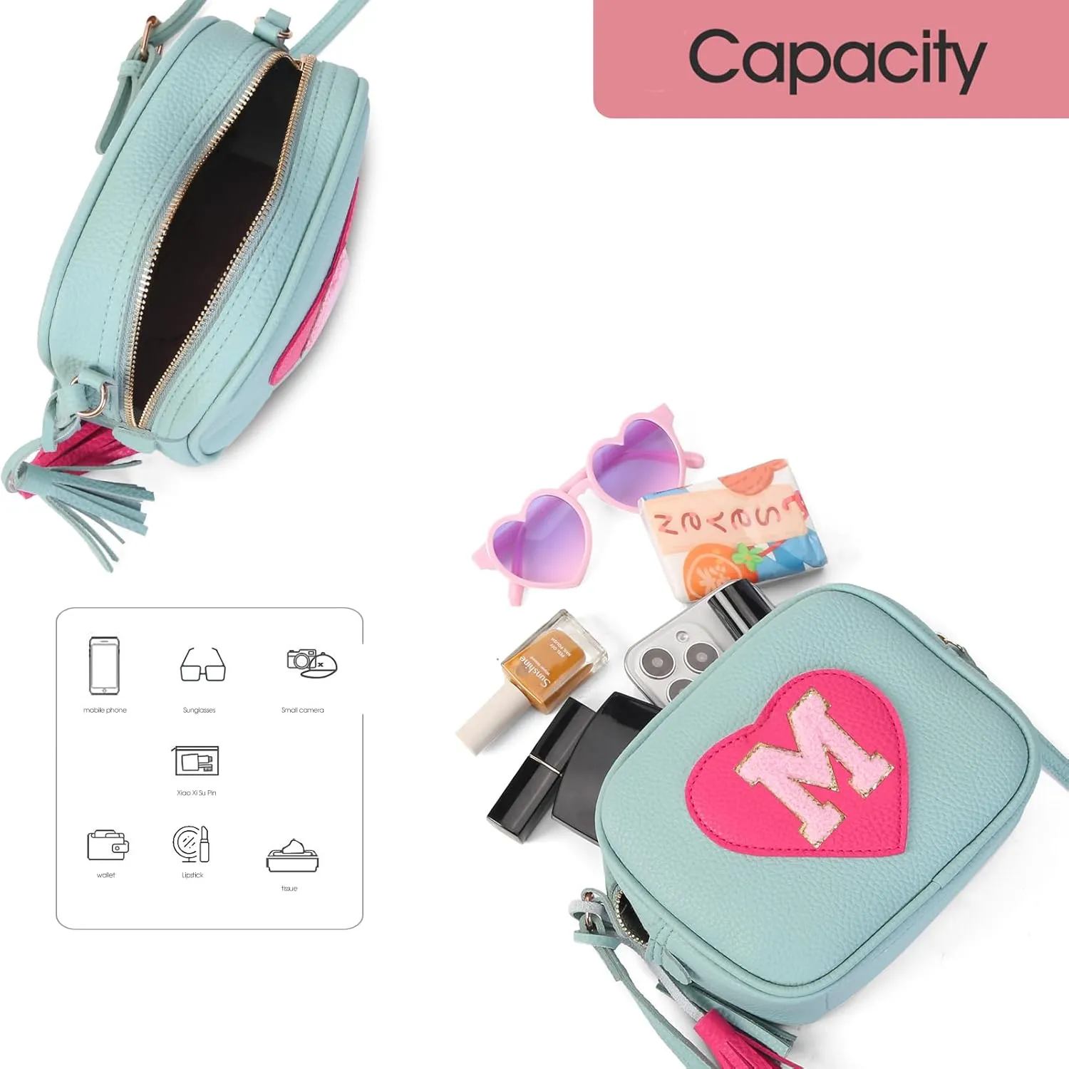 Little Girls Purse, Kids Heart Purse, Cute Crossbody Bag with Small Teens Girls Wallet Gift