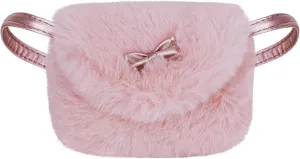 Little Girls Small Purse Cute Bowknot Princess Handbag Travel Coin Cell Phone Holder Wallet Kids Toddler Faux Fur Mini Crossbody Purse Shoulder Messenger Bag Xmas Birthday Gift for Girls Age 1-10yrs