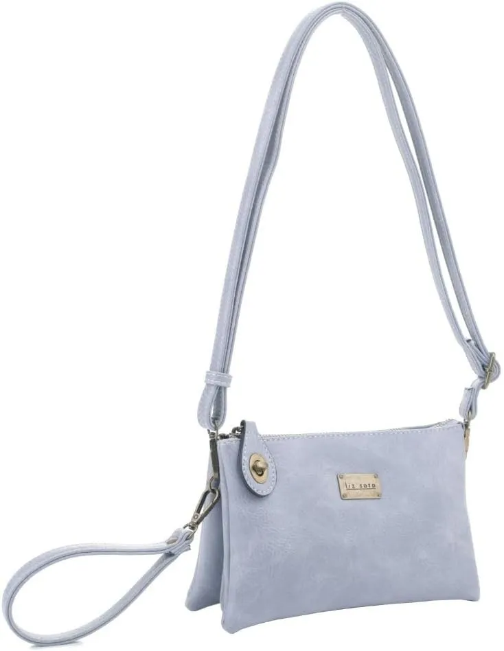 Liz Soto Ella Womens Crossbody Purse and Wristlet - PU Leather Wallet and Over the Shoulder Bags with Wrist Strap
