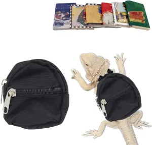 Lizard Backpack for Bearded Dragons School Bag & Books Set Reptile Apparel Accessories Handmade Photo Party Back to School Supplies for Lizard Bearded Dragon Crested Gecko Chameleon (Black)