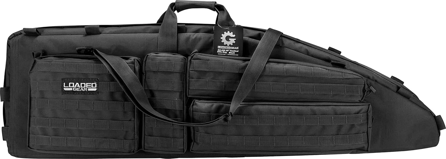Loaded Gear 46" Long Rifle Pistol Gun Firearm Light Weight Double Cabinet Tactical Bag (Black)