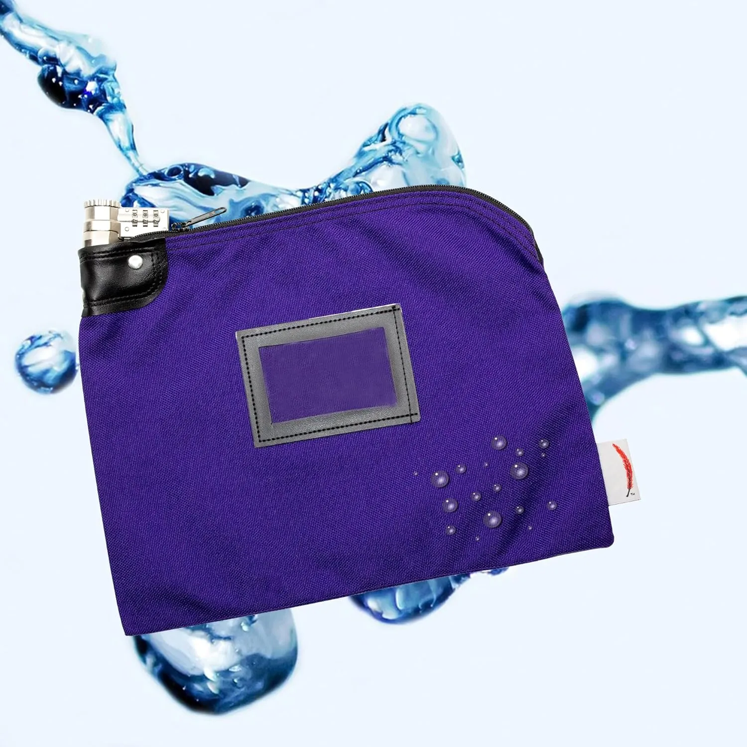 Locking Bank Bag, Water Repellent Denier Nylon, 9 x 12 Inch (Purple)