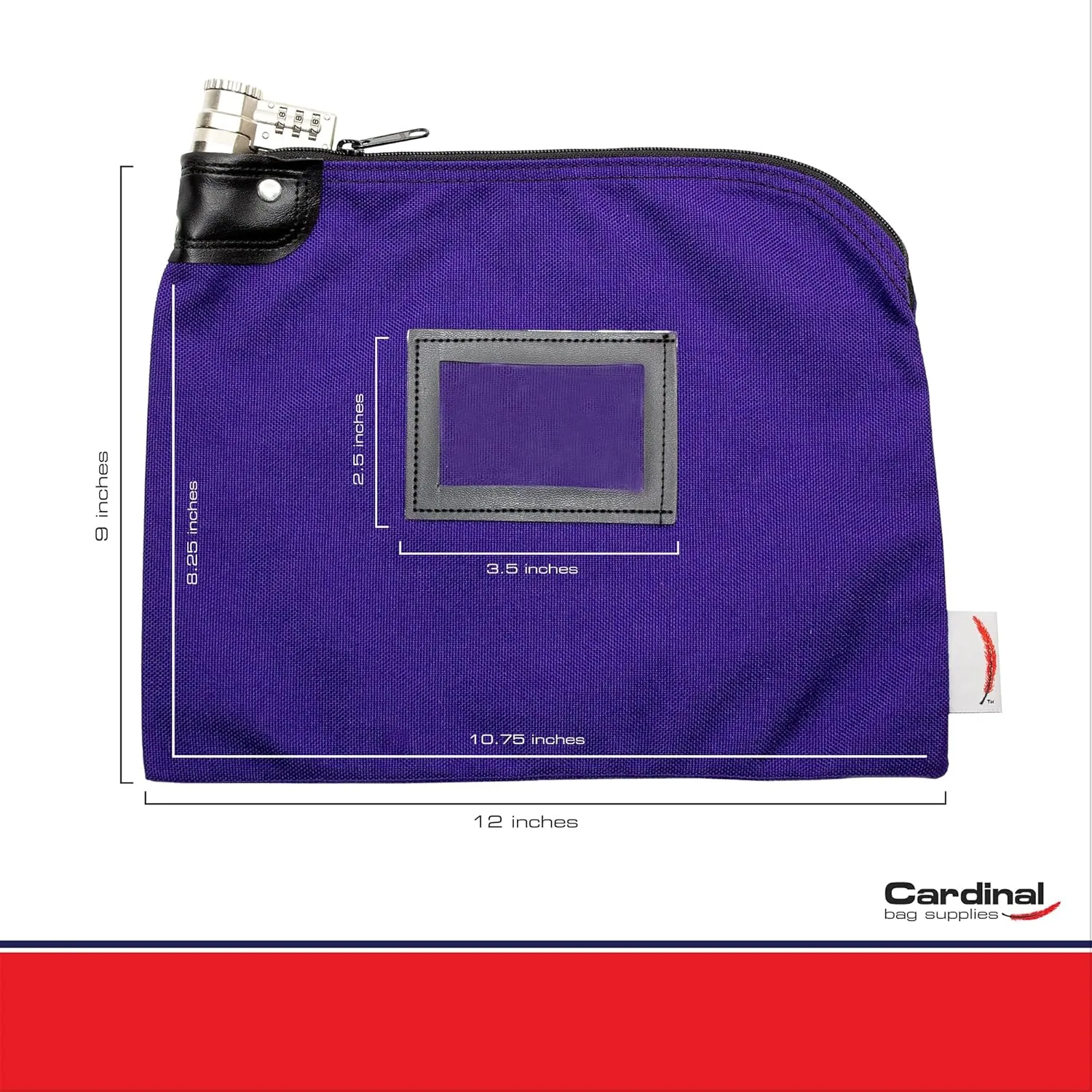 Locking Bank Bag, Water Repellent Denier Nylon, 9 x 12 Inch (Purple)