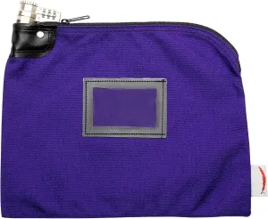 Locking Bank Bag, Water Repellent Denier Nylon, 9 x 12 Inch (Purple)
