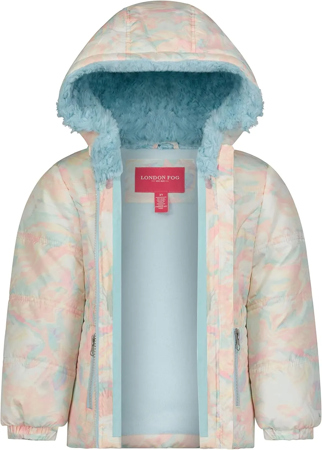 LONDON FOG baby-girls Hooded Winter Jacket With Matching Sherpa Headband