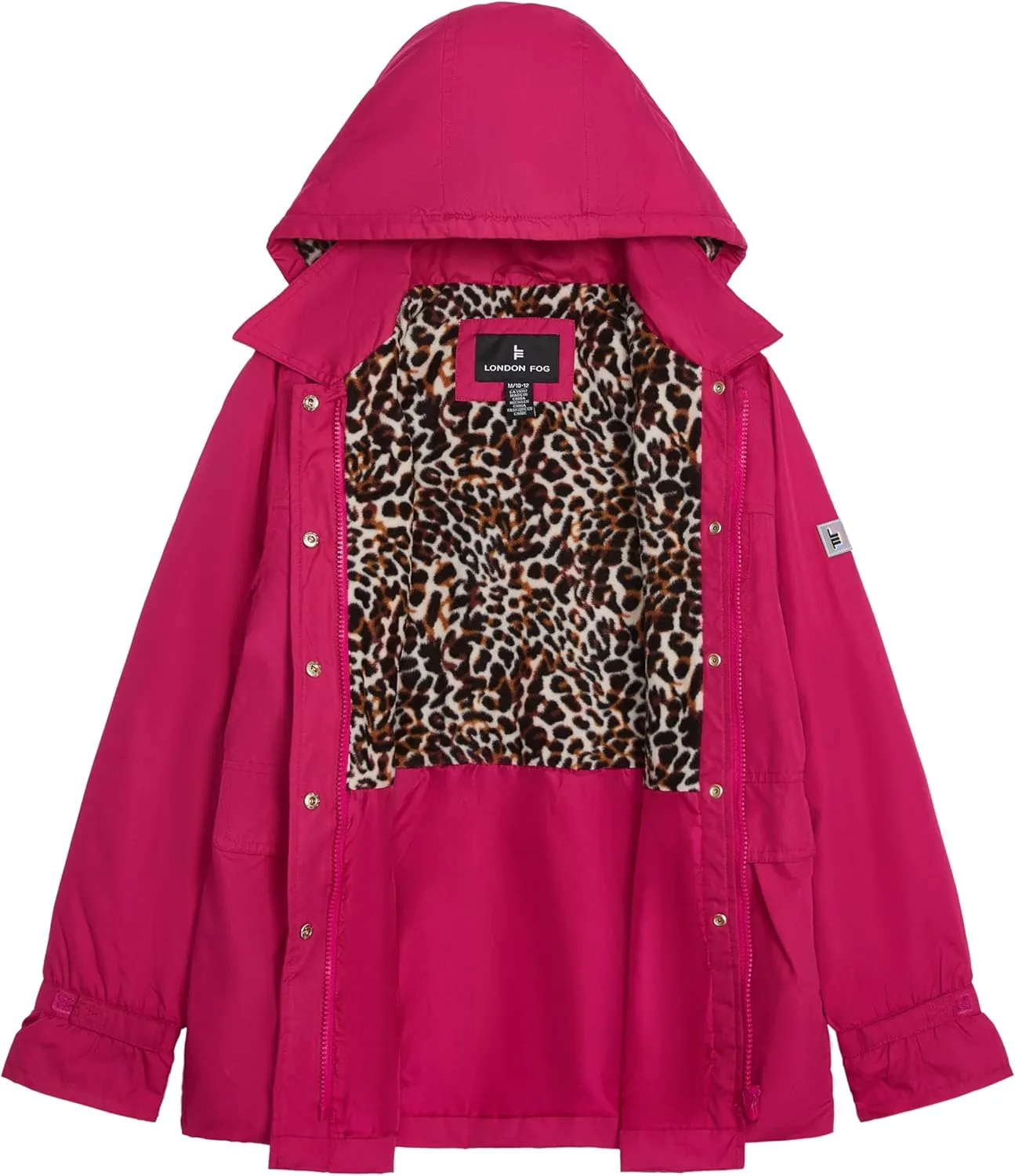 LONDON FOG Baby Girls' Midweight Flounce Hem Utililty Trench with Hood