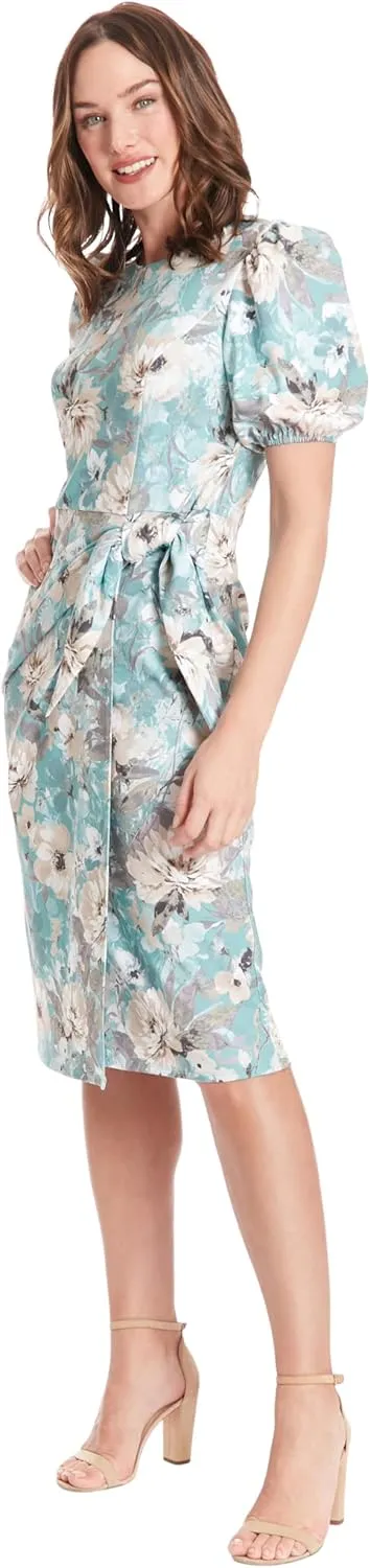London Times Elegant Short Wrap Look Puff Sleeves | Cocktail Dresses for Women