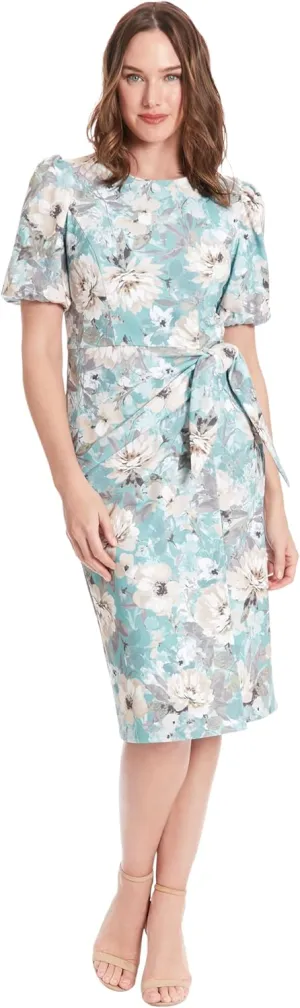 London Times Elegant Short Wrap Look Puff Sleeves | Cocktail Dresses for Women