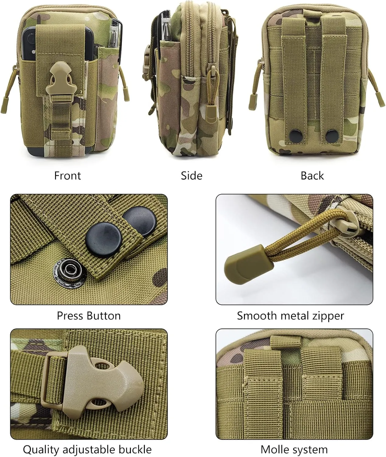 Long Keeper Tactical Molle Pouch Bag - Military Hiking Belt Waist Bag Outdoor Sport Motorcycle Bike Cycling Bag