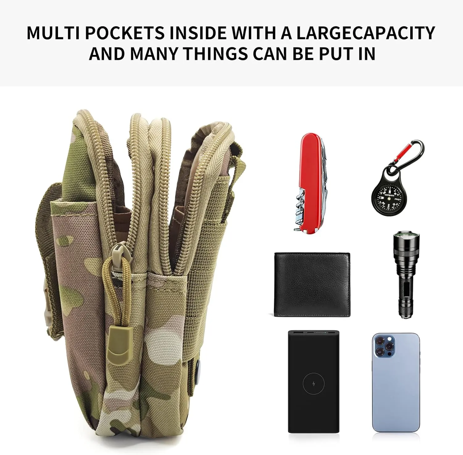Long Keeper Tactical Molle Pouch Bag - Military Hiking Belt Waist Bag Outdoor Sport Motorcycle Bike Cycling Bag