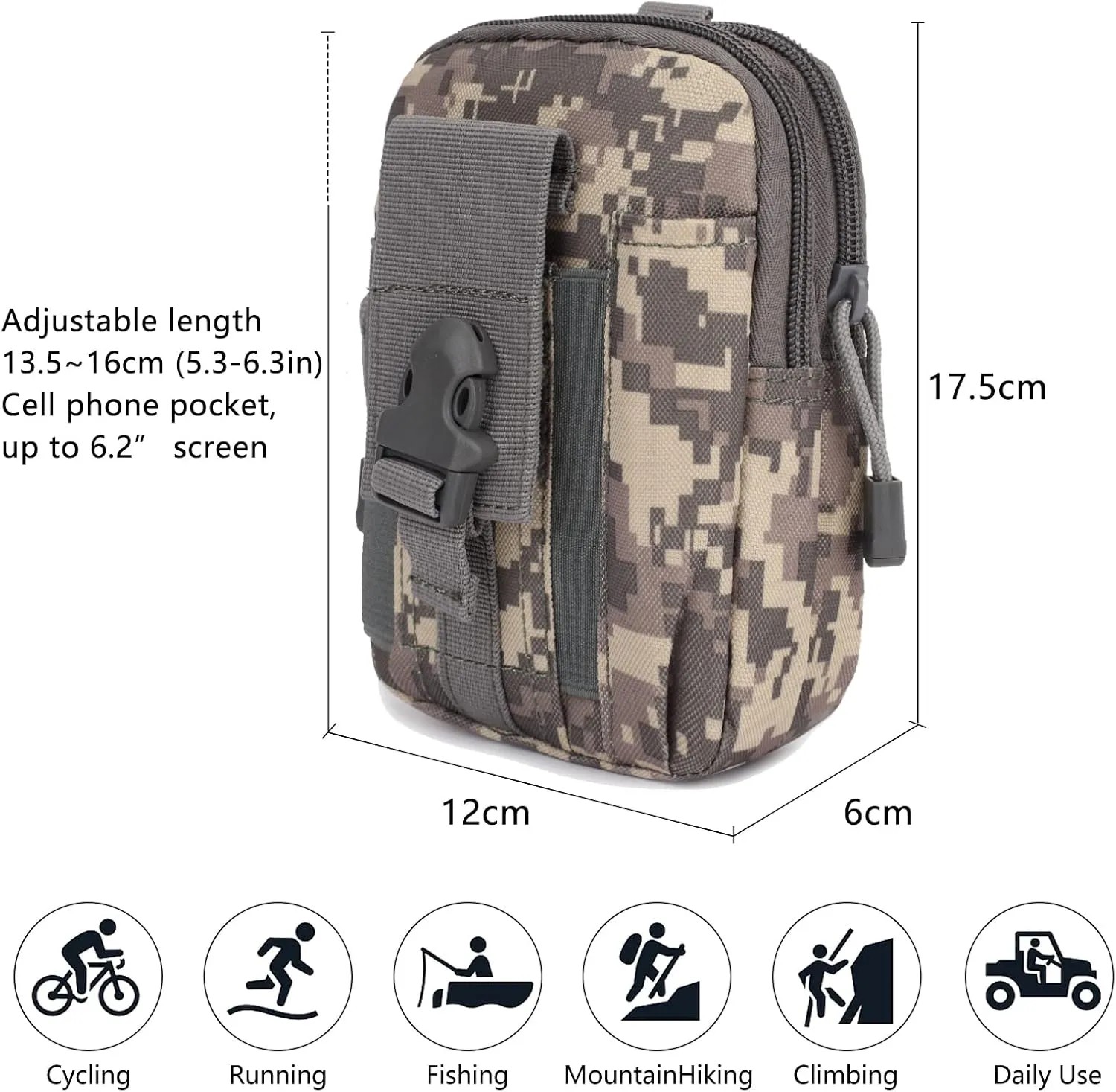 Long Keeper Tactical Molle Pouch Bag - Military Hiking Belt Waist Bag Outdoor Sport Motorcycle Bike Cycling Bag