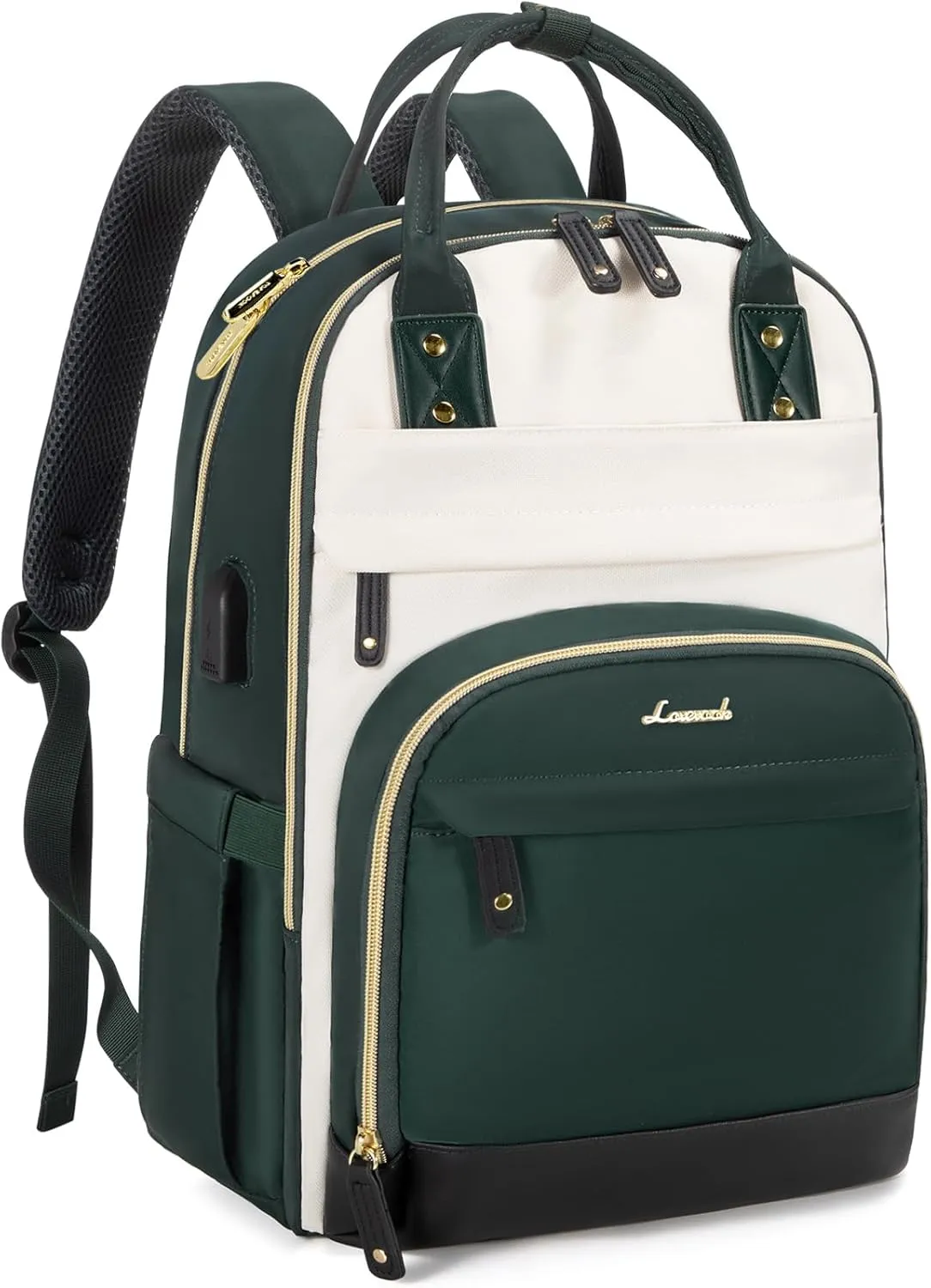 LOVEVOOK Backpack for Women,Laptop Backpack Women,Fits 18 Inch Laptop Bag,School Backpacks,Fashion Travel Work Anti-theft Bag,Waterproof Business Computer College Backpack Purse,Beige-Green-Black