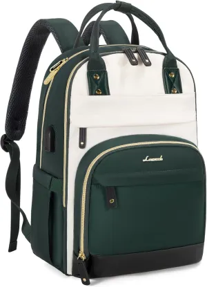 LOVEVOOK Backpack for Women,Laptop Backpack Women,Fits 18 Inch Laptop Bag,School Backpacks,Fashion Travel Work Anti-theft Bag,Waterproof Business Computer College Backpack Purse,Beige-Green-Black