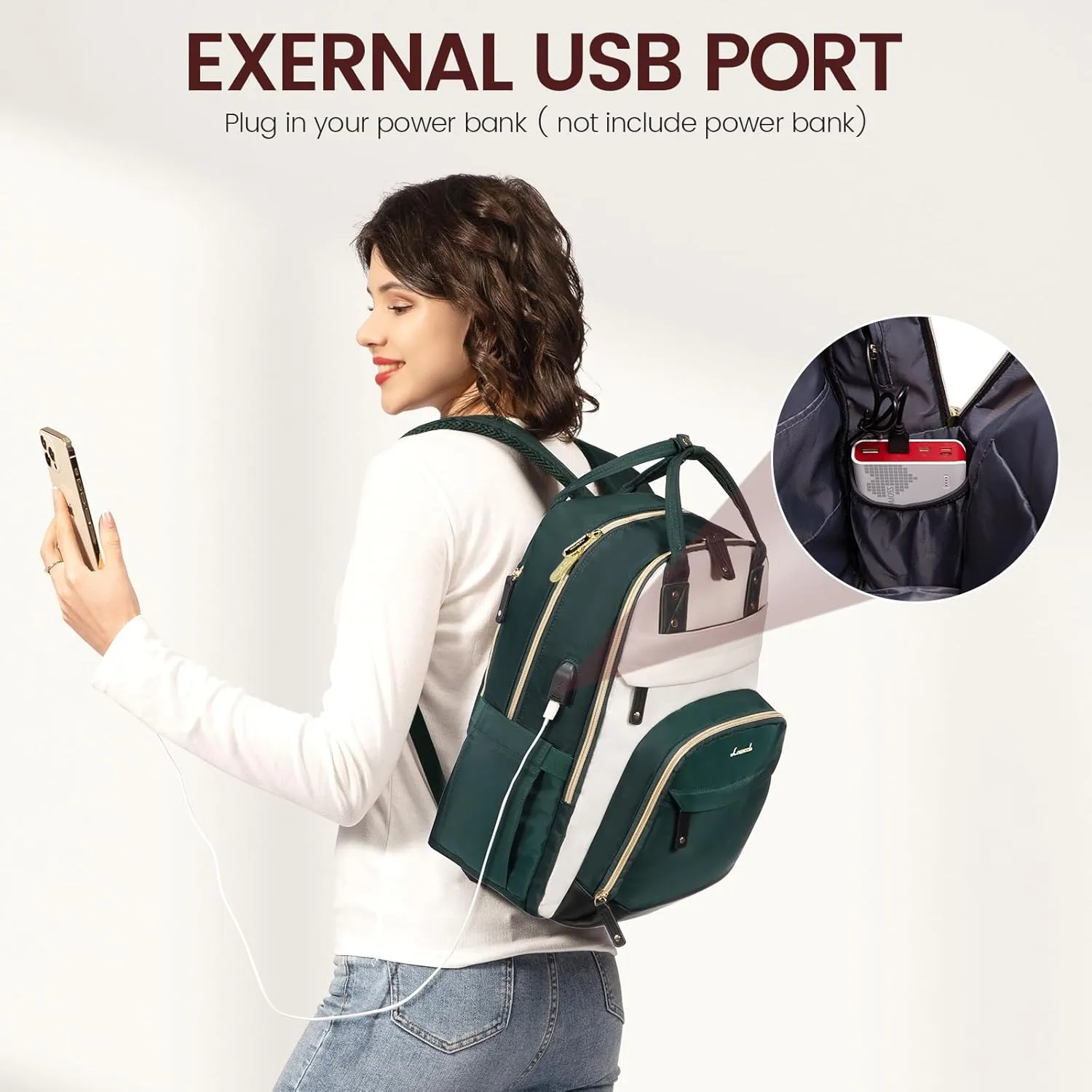 LOVEVOOK Backpack for Women,Laptop Backpack Women,Fits 18 Inch Laptop Bag,School Backpacks,Fashion Travel Work Anti-theft Bag,Waterproof Business Computer College Backpack Purse,Beige-Green-Black