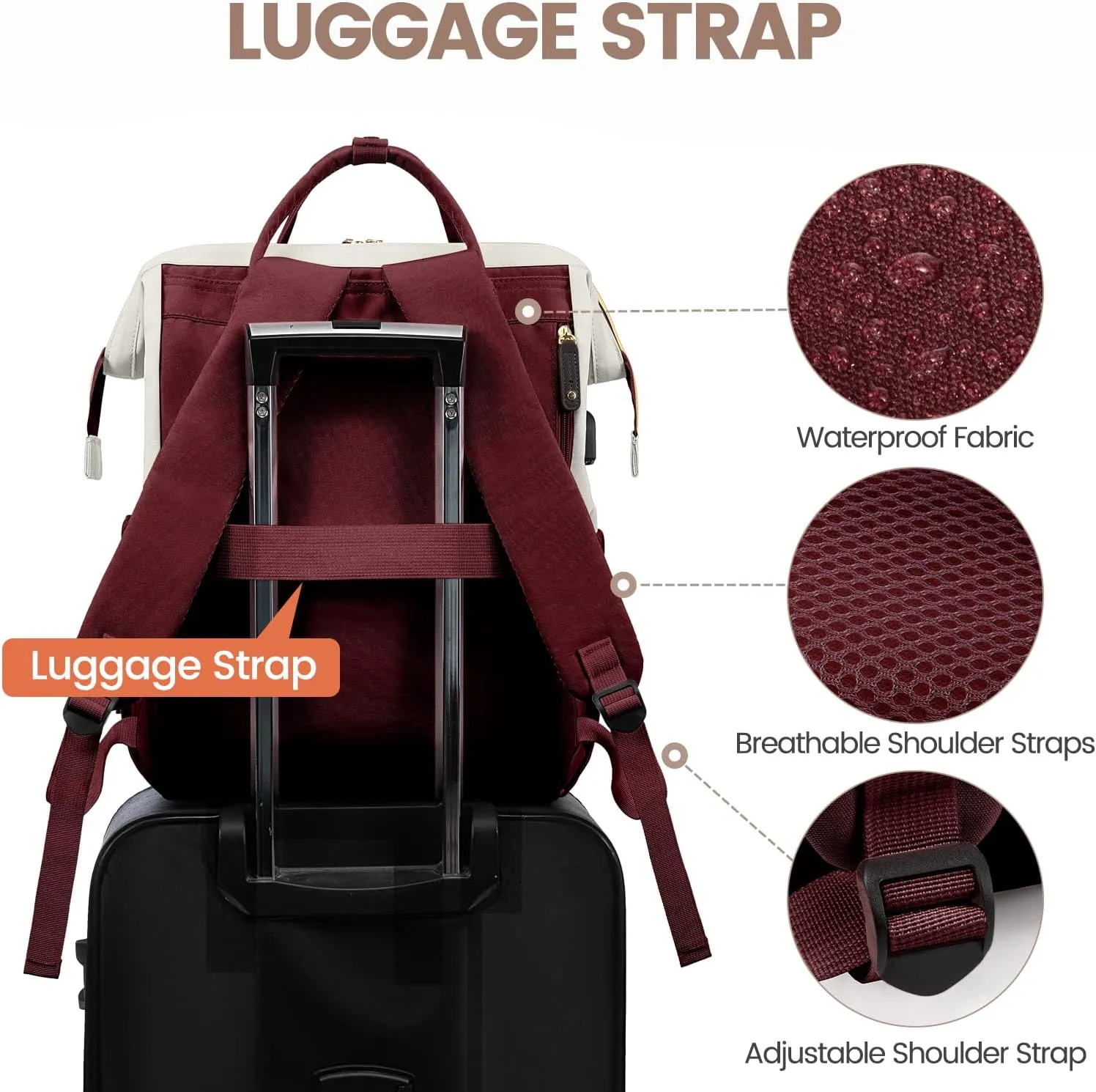LOVEVOOK Laptop Backpack for Women, 15.6 Inch Work Business Backpacks Purse with USB Port, Large Capacity Nurse Bag College Bookbag for School, Waterproof Casual Daypack for Travel