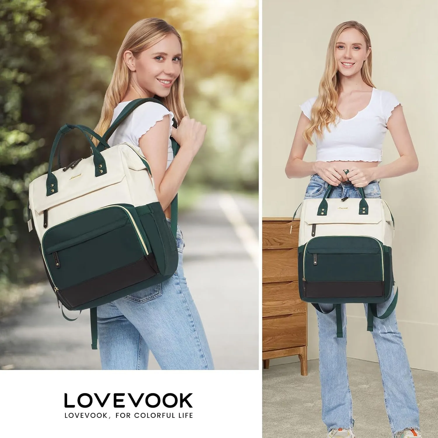 LOVEVOOK Laptop Backpack for Women, 17 Inch Work Business Backpacks Purse with USB Port, Large Capacity Nurse Bag College Bookbag for School, Waterproof Casual Daypack for Travel
