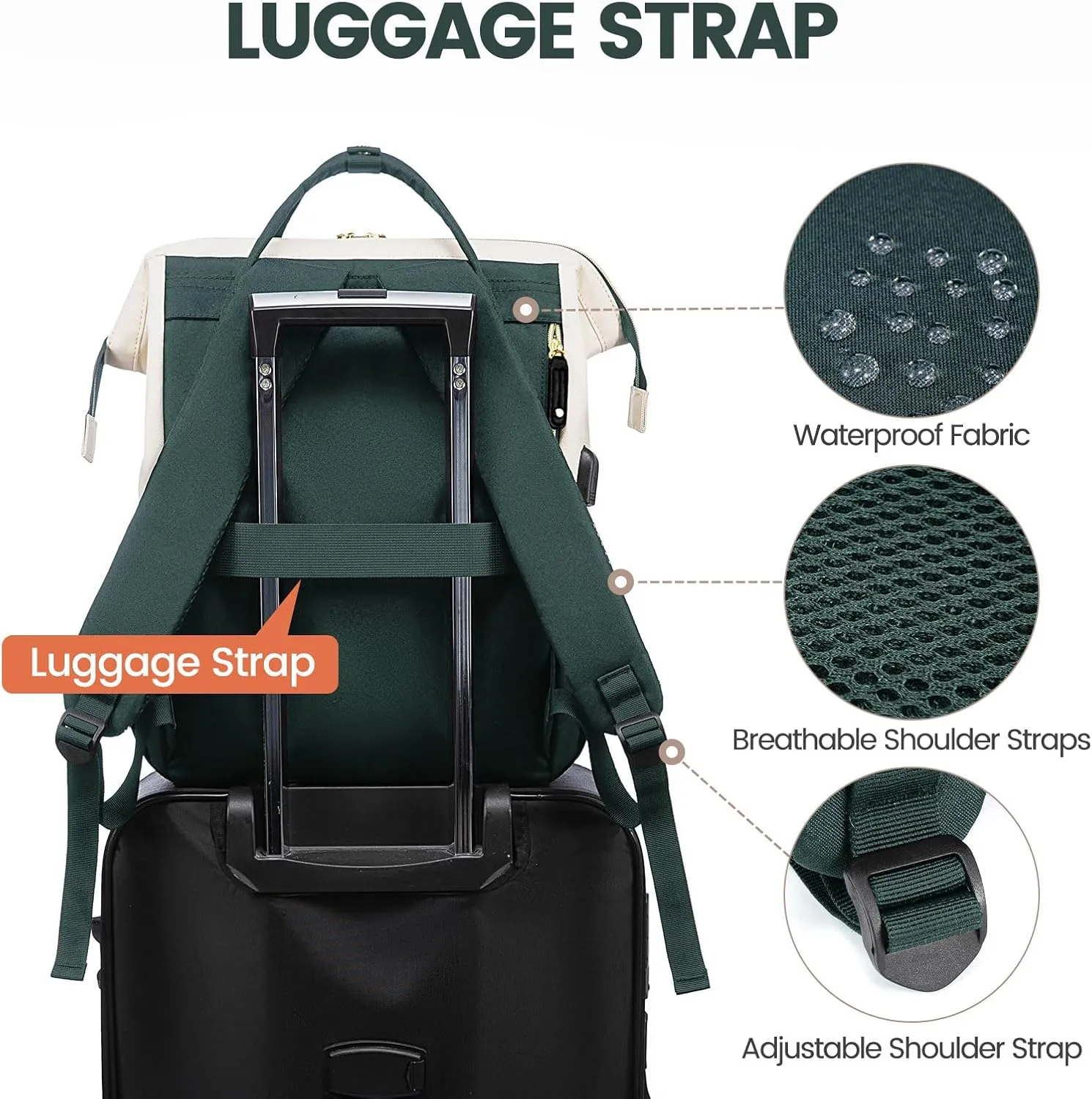 LOVEVOOK Laptop Backpack for Women, 17 Inch Work Business Backpacks Purse with USB Port, Large Capacity Nurse Bag College Bookbag for School, Waterproof Casual Daypack for Travel