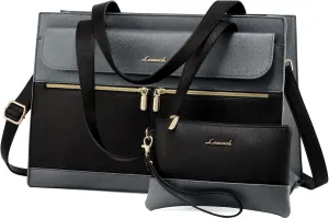 LOVEVOOK Laptop Tote for Women - 15.6 Inch Professional Leather Computer Briefcase - Waterproof Shoulder Bag - Large Capacity Business Teacher Office Bag - Crossbody Purse