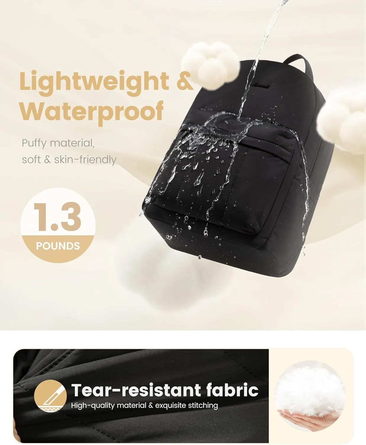 LOVEVOOK Lightweight Puffer Laptop Backpack For Women, 15.6 Inch