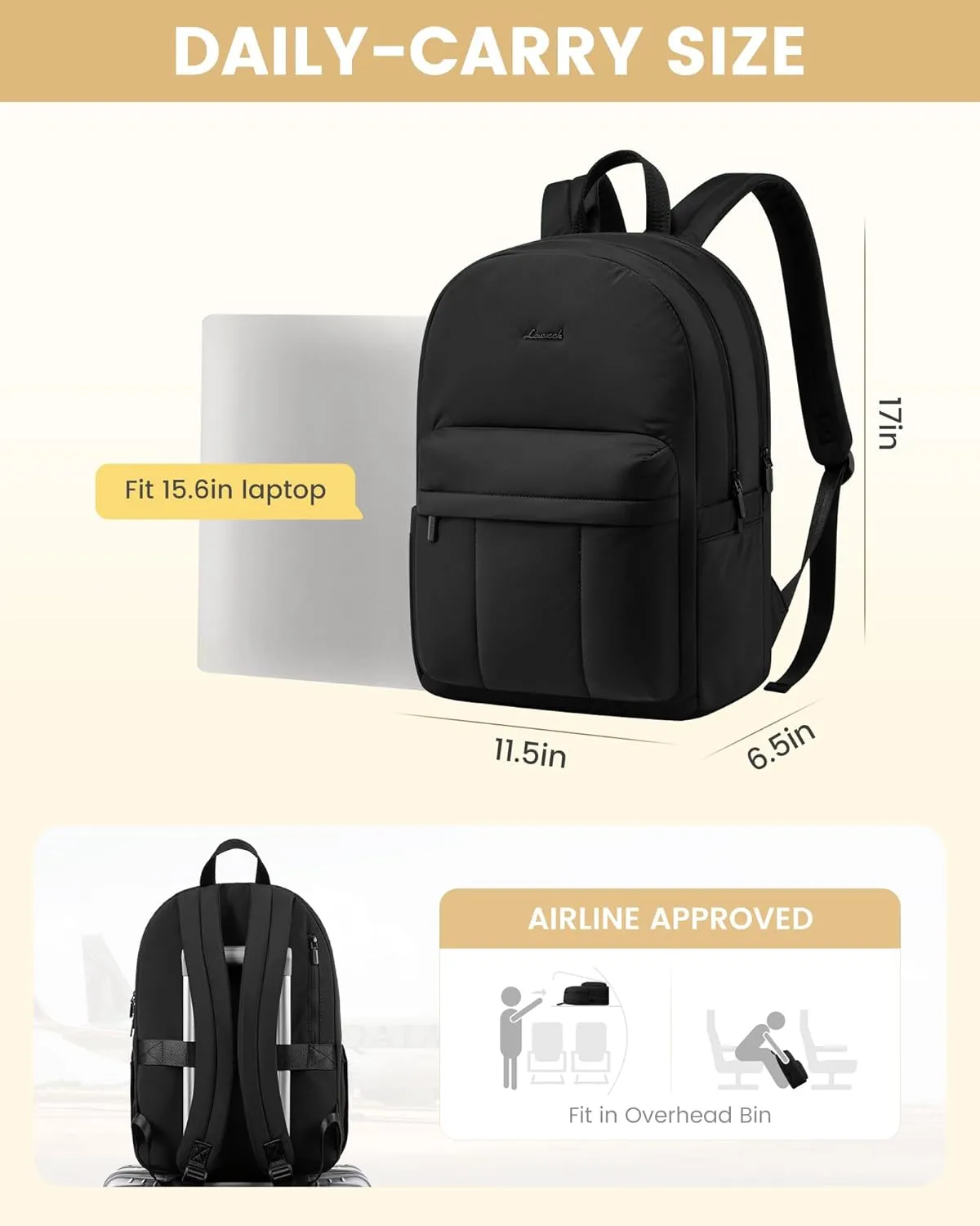 LOVEVOOK Lightweight Puffer Laptop Backpack For Women, 15.6 Inch