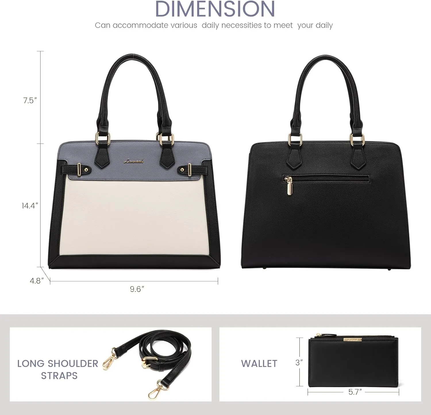 LOVEVOOK Purses and Handbags for Women, Tote Shoulder Bag Satchel Black Purse and PU Leather Top Handle for ladies