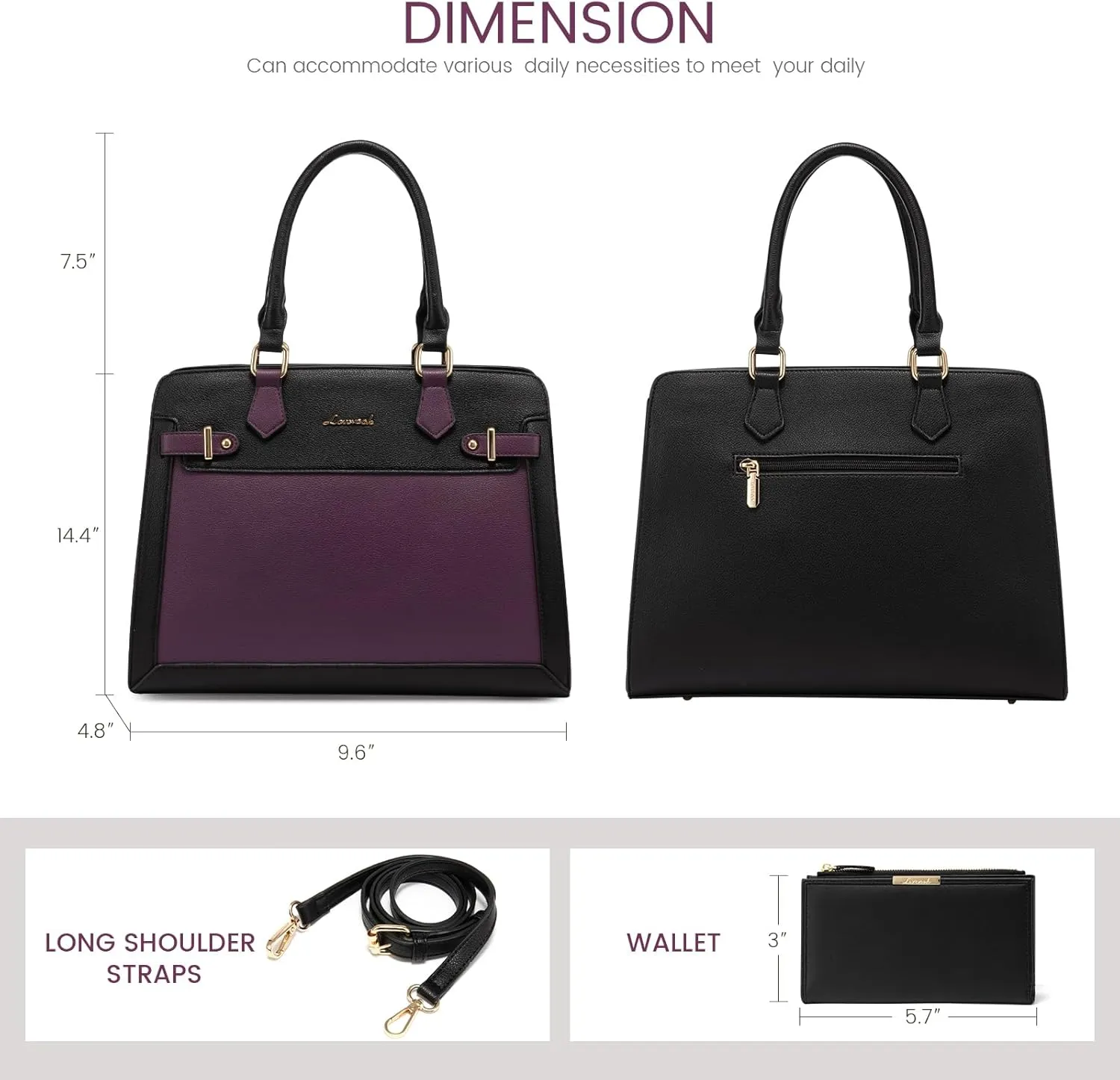 LOVEVOOK Purses and Handbags for Women, Tote Shoulder Bag Satchel Black Purse and PU Leather Top Handle for ladies