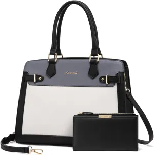 LOVEVOOK Purses and Handbags for Women, Tote Shoulder Bag Satchel Black Purse and PU Leather Top Handle for ladies