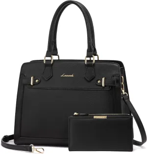 LOVEVOOK Purses and Handbags for Women, Tote Shoulder Bag Satchel Black Purse and PU Leather Top Handle for ladies