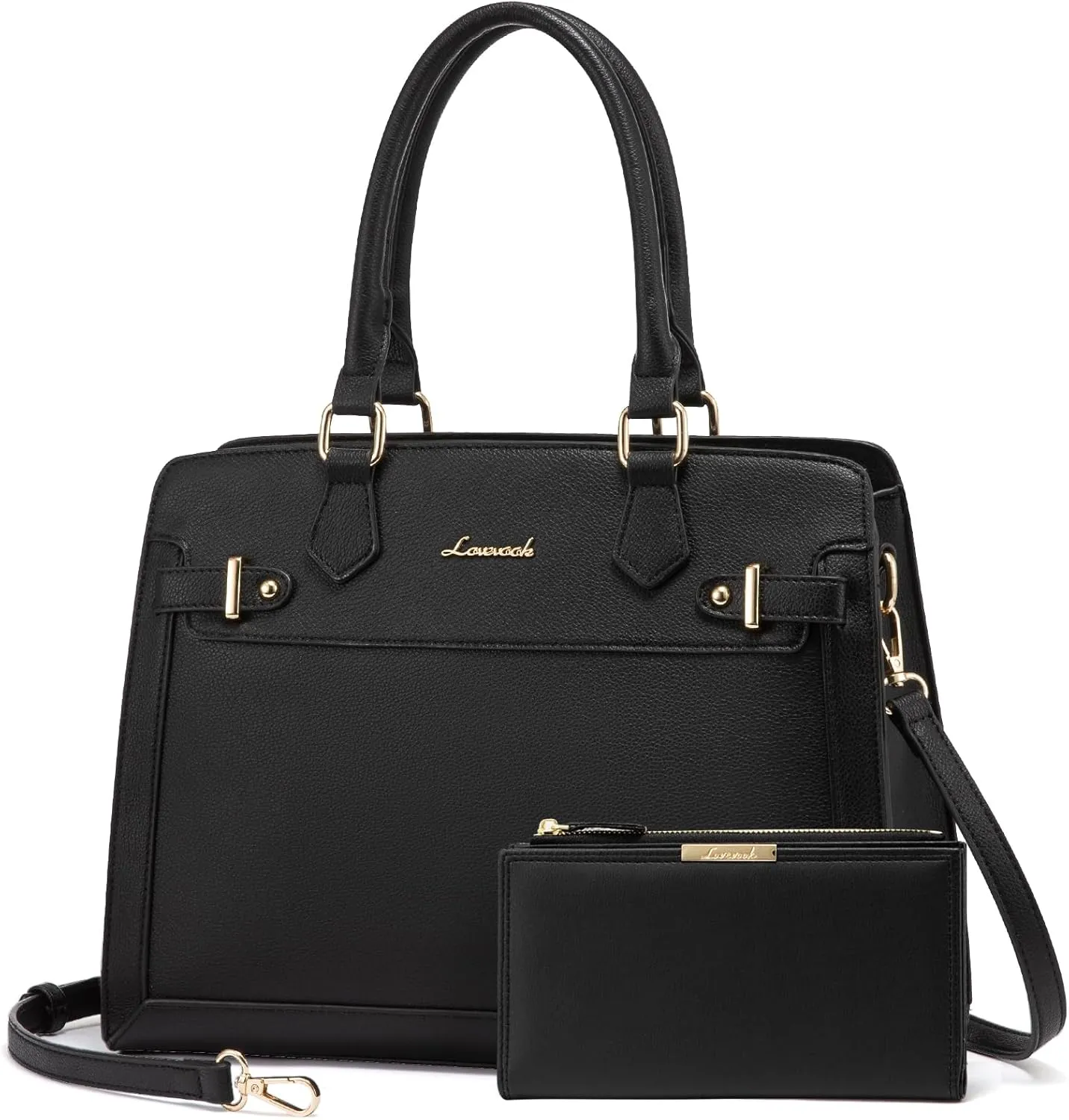 LOVEVOOK Purses and Handbags for Women, Tote Shoulder Bag Satchel Black Purse and PU Leather Top Handle for ladies