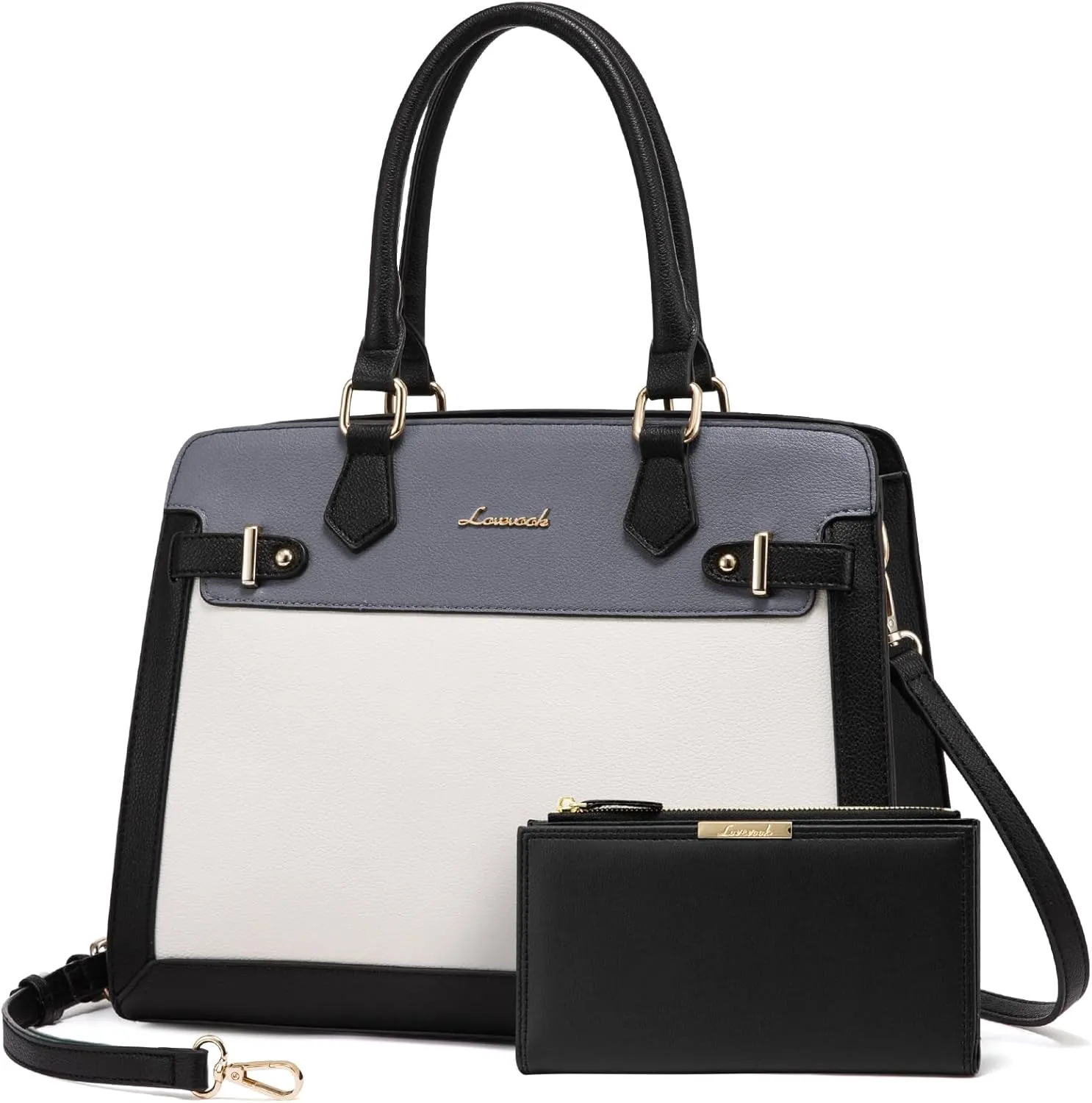 LOVEVOOK Purses and Handbags for Women, Tote Shoulder Bag Satchel Black Purse and PU Leather Top Handle for ladies