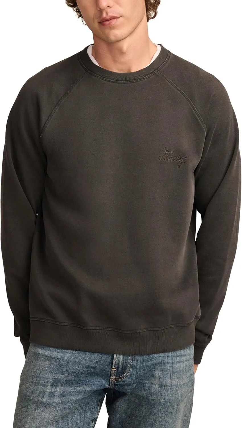 Lucky Brand Men's Fleece Logo Raglan Crew