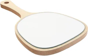 Lurrose Hand Mirror Wood Handheld Mirrors with Handle Wall Mounted Bathroom Mirror for Women Makeup Salon Travel