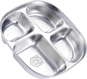 Luxshiny Divided Food Serving Plate Stainless Steel Compartment Tray for Restaurant Multi-use Buffet Plate Independent Moisture Retaining Design for Healthy Meals