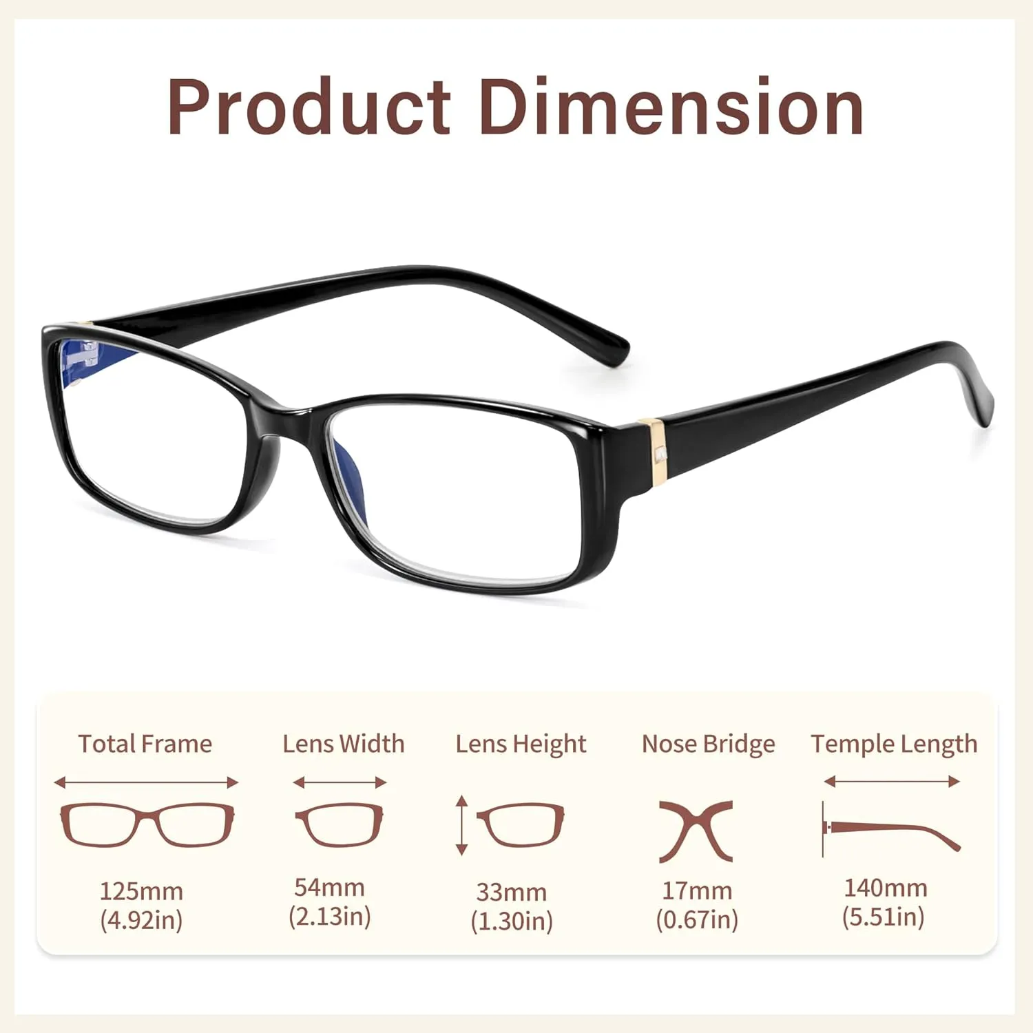 Madison Avenue 2 Pack Classic Blue Light Blocking Reading Glasses for Women, Vintage Anti Glare/Eyestrain Computer Readers Black/Nude Beige  3.0