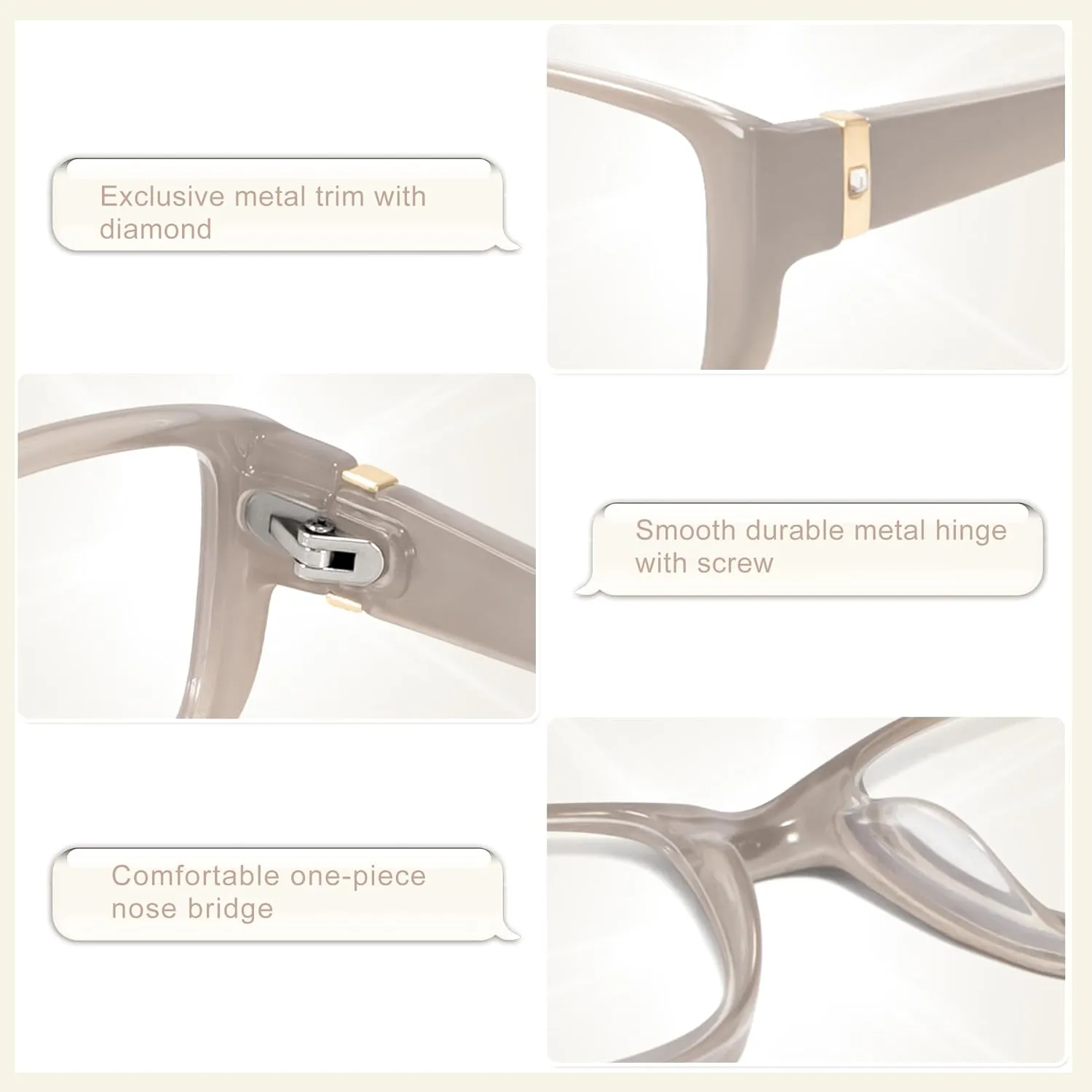 Madison Avenue 2 Pack Classic Blue Light Blocking Reading Glasses for Women, Vintage Anti Glare/Eyestrain Computer Readers Black/Nude Beige  3.0